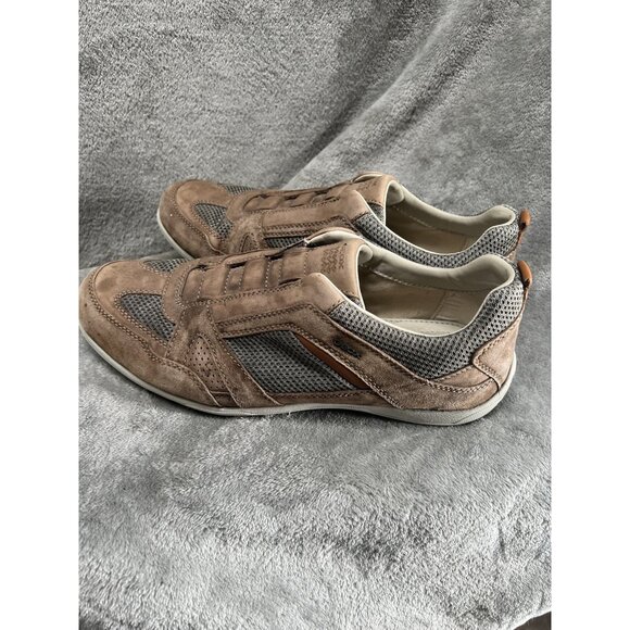 GEOX Respira Men’s 9 Brown Low Top Sneakers Slip On Shoes Suede Mesh Trainers 42 - Picture 1 of 7